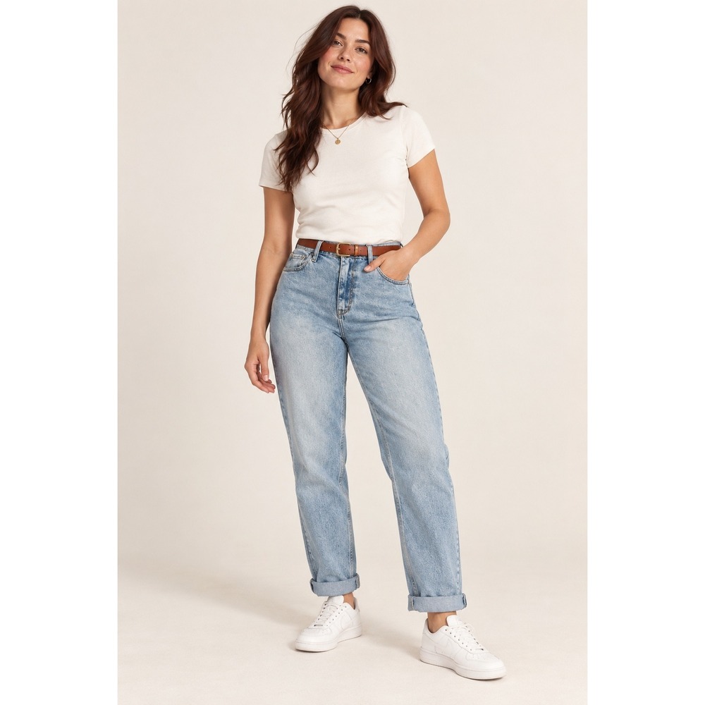 Hollister Ultra High-Rise Mom Jeans Light Wash Y2K Boho Minimalist 9R W29 L27
